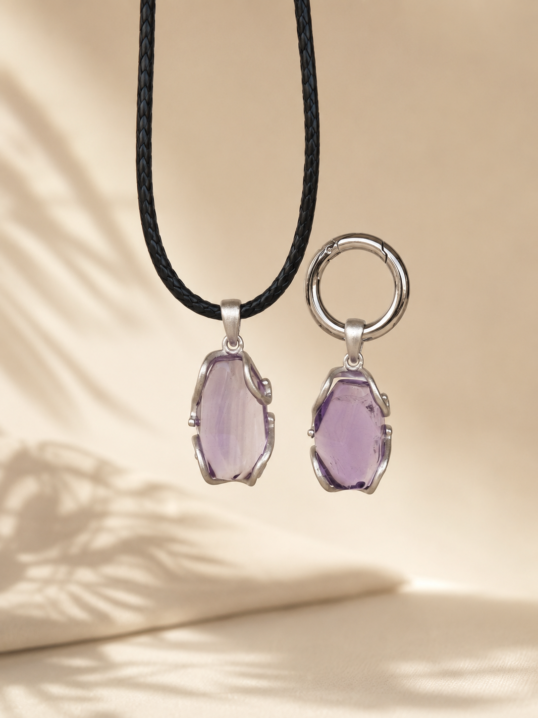 Amethyst matching necklace and pet collar charm from VeilBond