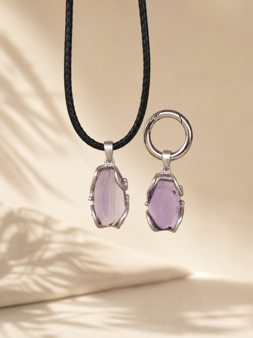 Amethyst matching necklace and pet collar charm from VeilBond