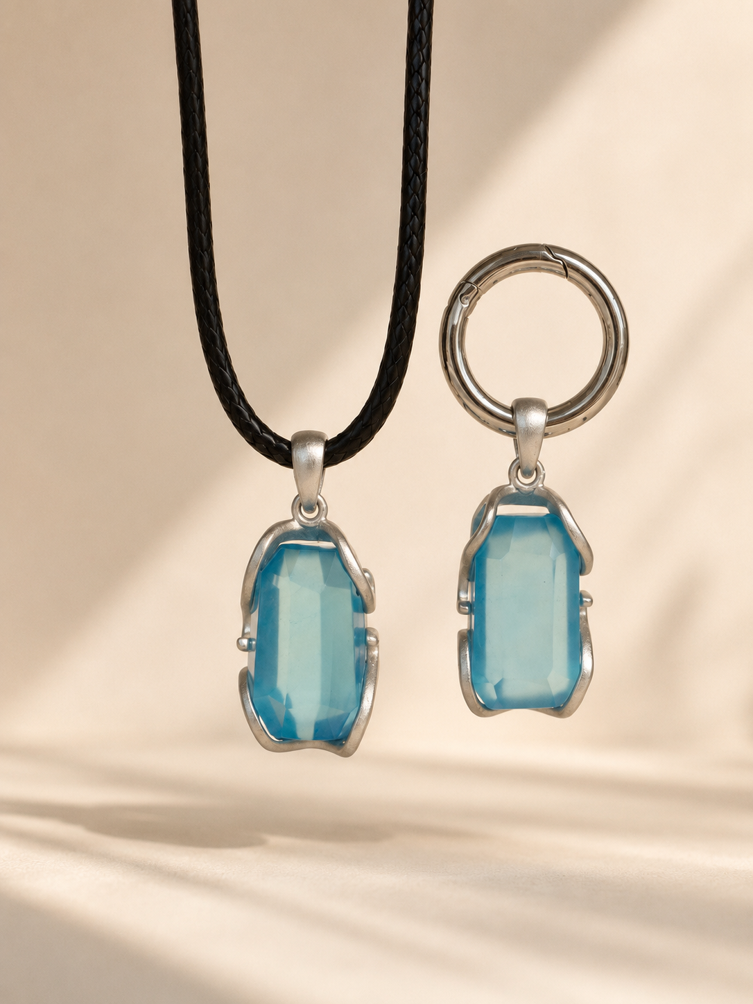 Aquamarine matching necklace and pet collar charm from VeilBond