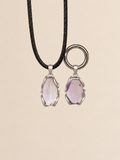 VeilBond Quiet Harbor amethyst matching set with a crystal pendant necklace for you and a pet collar charm in silver-tone settings.
