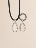 VeilBond True Reflection clear quartz matching set with a faceted crystal pendant necklace for you and a pet collar charm in silver-tone settings.